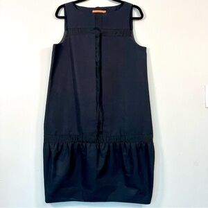 Sinclaire 10 Women’s Black Sleeveless Dress Size 10 Sheath Cross Band Ruffle Hem